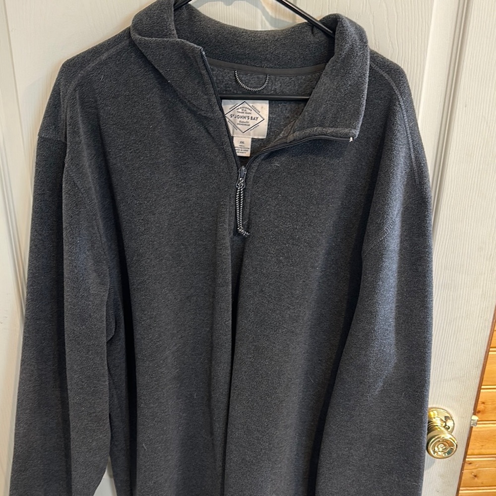 St. John's Bay Gray Zip Up Sweater Cozy Fleece
